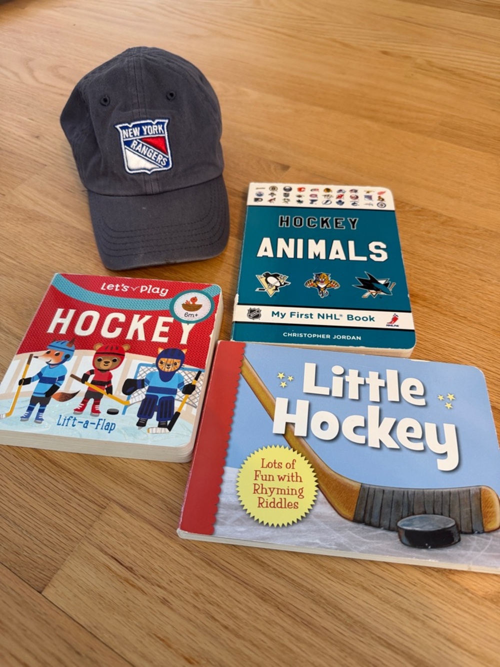 Toddler NEW YORK RANGERS 47 brand baseball hat and hockey board books, 4 pcs